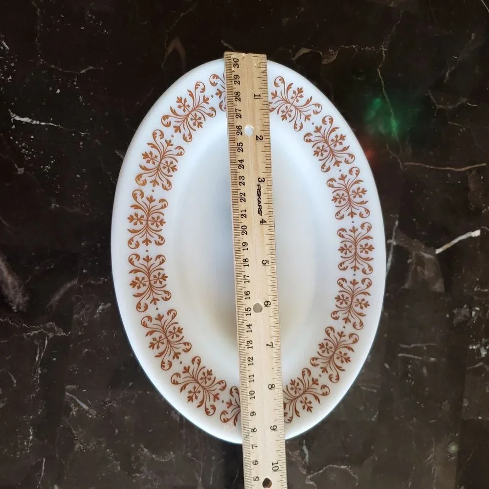 vintage PYREX Copper Filigree dinner plate 9